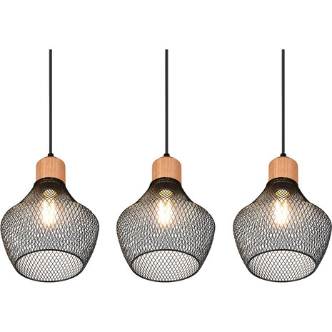 HLW LED Zwarte LED Hanglamp Trion Jenna - 3-lichts, Mat Zwart Aluminium, E27 Fitting HLW LED Zwarte LED Hanglamp Trion Jenna - 3-lichts, Mat Zwart Aluminium, E27 Fitting