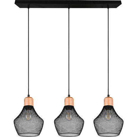 HLW LED Zwarte LED Hanglamp Trion Jenna - 3-lichts, Mat Zwart Aluminium, E27 Fitting HLW LED Zwarte LED Hanglamp Trion Jenna - 3-lichts, Mat Zwart Aluminium, E27 Fitting