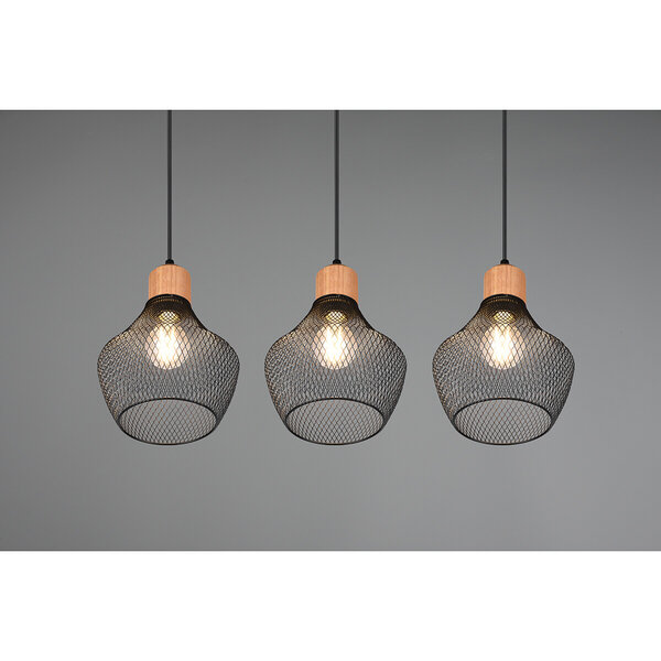 HLW LED Zwarte LED Hanglamp Trion Jenna - 3-lichts, Mat Zwart Aluminium, E27 Fitting HLW LED Zwarte LED Hanglamp Trion Jenna - 3-lichts, Mat Zwart Aluminium, E27 Fitting