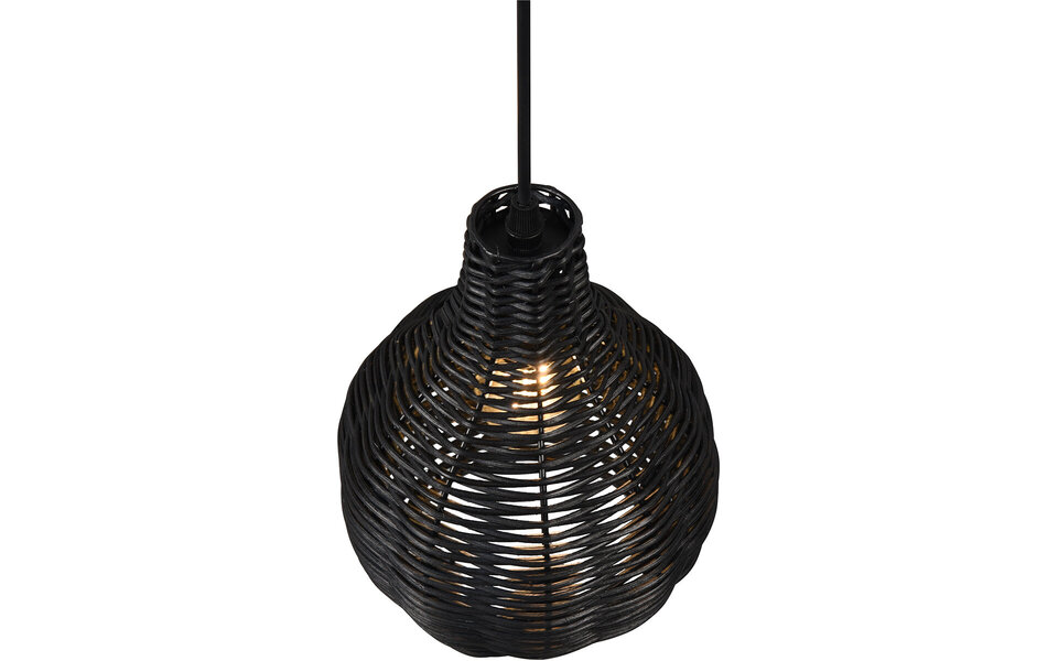 HLW LED Zwarte LED Hanglamp Hout - Trion Sparko Rond 1-lichts E14 LED Lamp