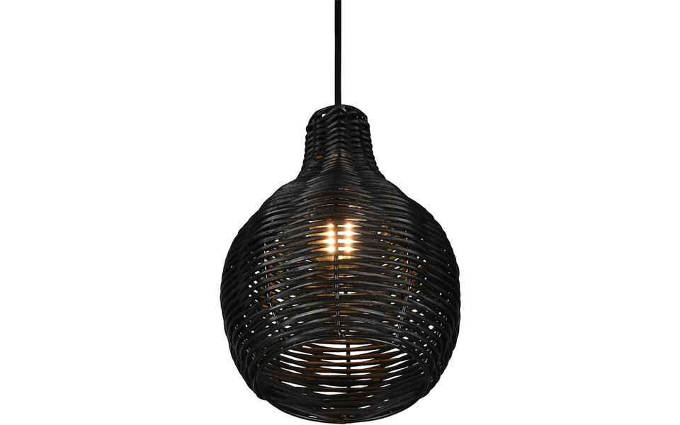 HLW LED Zwarte LED Hanglamp Hout - Trion Sparko Rond 1-lichts E14 LED Lamp