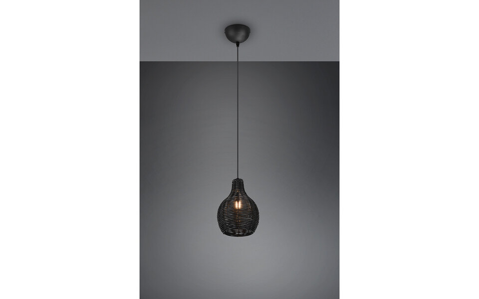 HLW LED Zwarte LED Hanglamp Hout - Trion Sparko Rond 1-lichts E14 LED Lamp