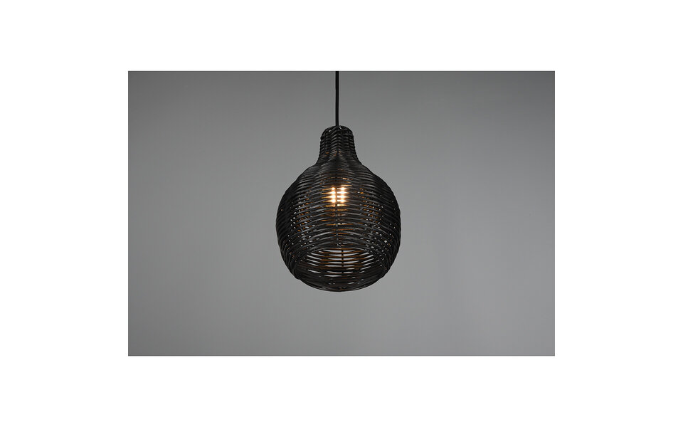 HLW LED Zwarte LED Hanglamp Hout - Trion Sparko Rond 1-lichts E14 LED Lamp