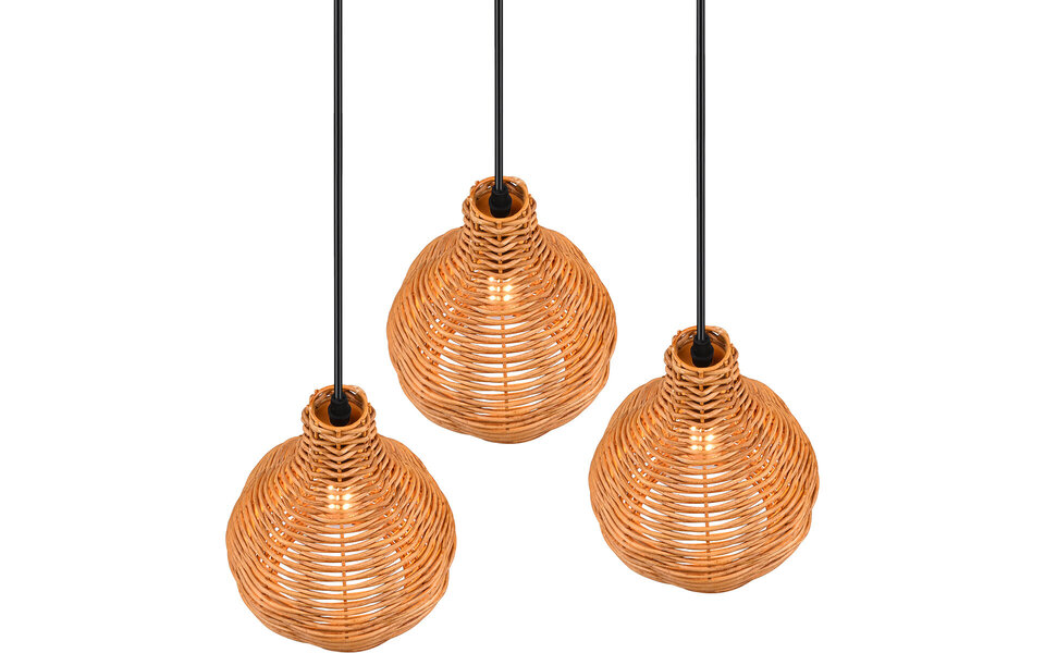 HLW LED LED Hanglamp Hout - Trion Sparko 3-lichts Rond, E14 Fitting, Verstelbaar