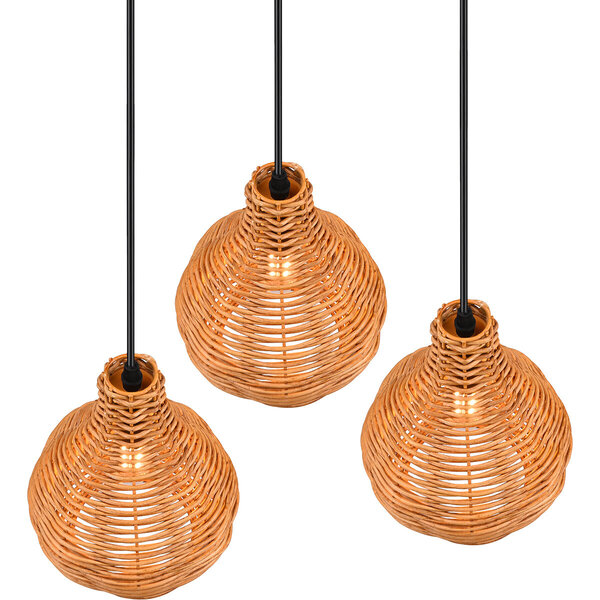 HLW LED LED Hanglamp Hout - Trion Sparko 3-lichts Rond, E14 Fitting, Verstelbaar HLW LED LED Hanglamp Hout - Trion Sparko 3-lichts Rond, E14 Fitting, Verstelbaar