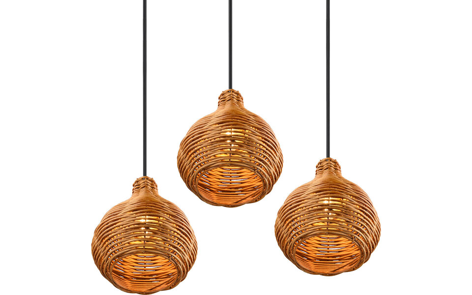 HLW LED LED Hanglamp Hout - Trion Sparko 3-lichts Rond, E14 Fitting, Verstelbaar