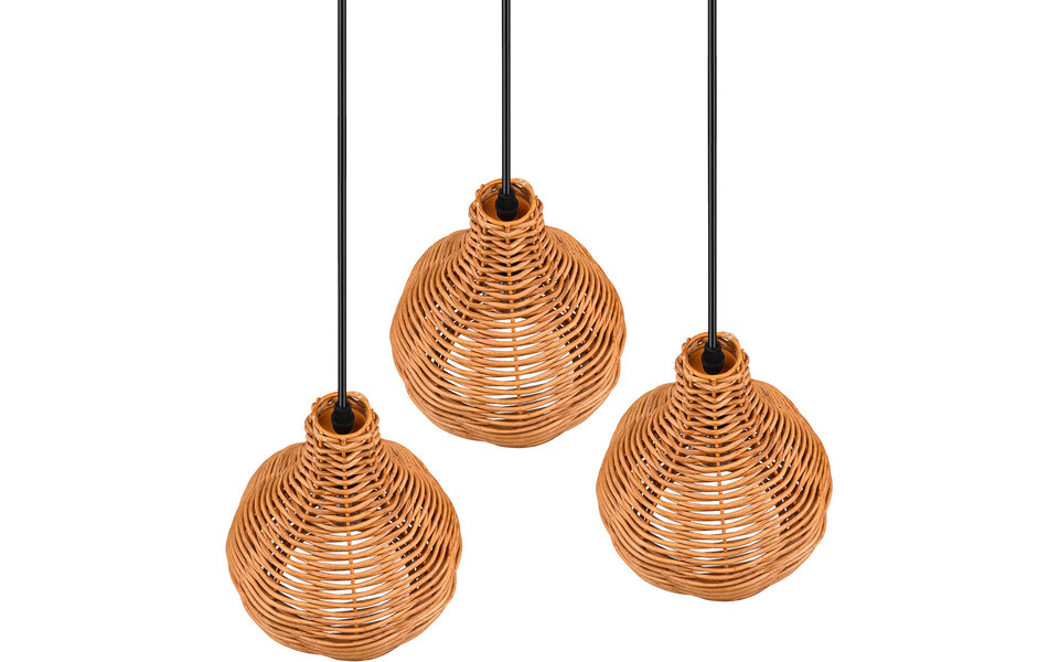 HLW LED LED Hanglamp Hout - Trion Sparko 3-lichts Rond, E14 Fitting, Verstelbaar