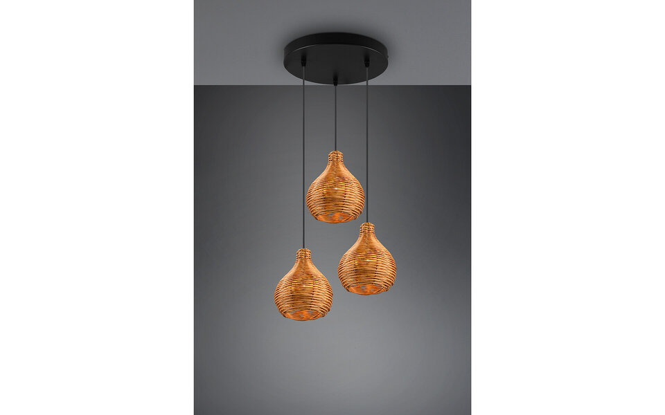 HLW LED LED Hanglamp Hout - Trion Sparko 3-lichts Rond, E14 Fitting, Verstelbaar