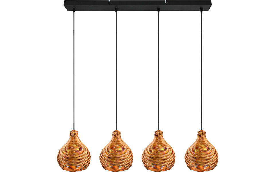 HLW LED LED Hanglamp Hout - Trion Sparko 4-lichts Bruine Hangverlichting met E14 Fitting