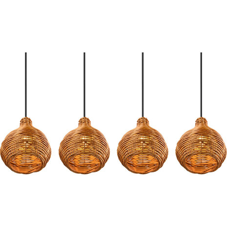 HLW LED LED Hanglamp Hout - Trion Sparko 4-lichts Bruine Hangverlichting met E14 Fitting