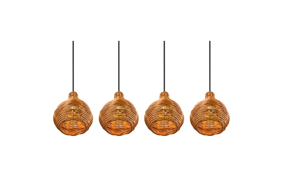 HLW LED LED Hanglamp Hout - Trion Sparko 4-lichts Bruine Hangverlichting met E14 Fitting