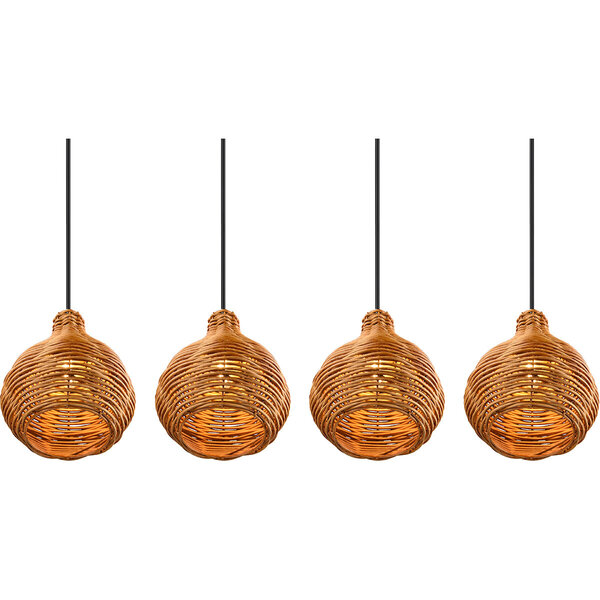 HLW LED LED Hanglamp Hout - Trion Sparko 4-lichts Bruine Hangverlichting met E14 Fitting