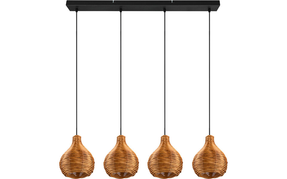 HLW LED LED Hanglamp Hout - Trion Sparko 4-lichts Bruine Hangverlichting met E14 Fitting