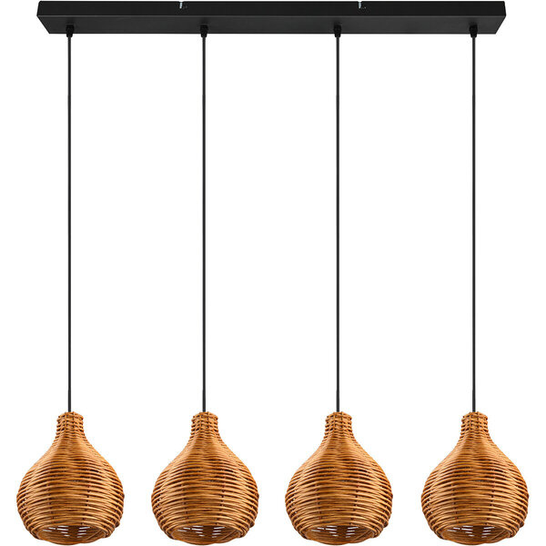 HLW LED LED Hanglamp Hout - Trion Sparko 4-lichts Bruine Hangverlichting met E14 Fitting