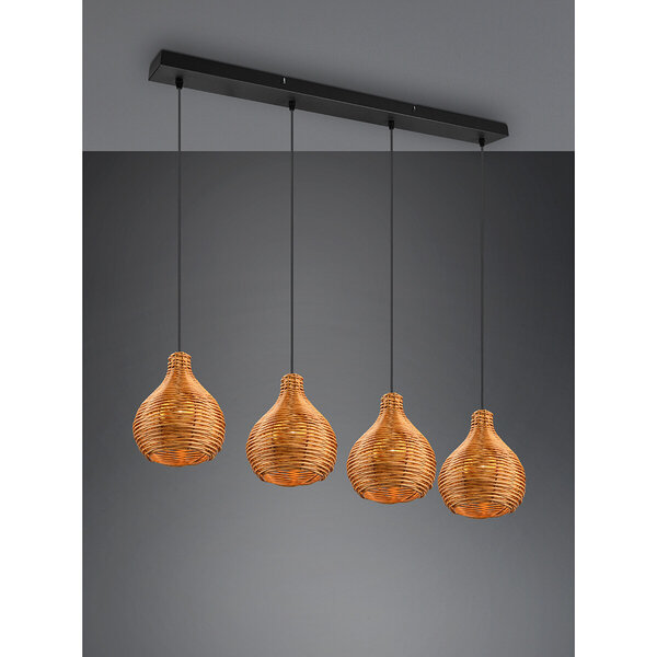 HLW LED LED Hanglamp Hout - Trion Sparko 4-lichts Bruine Hangverlichting met E14 Fitting