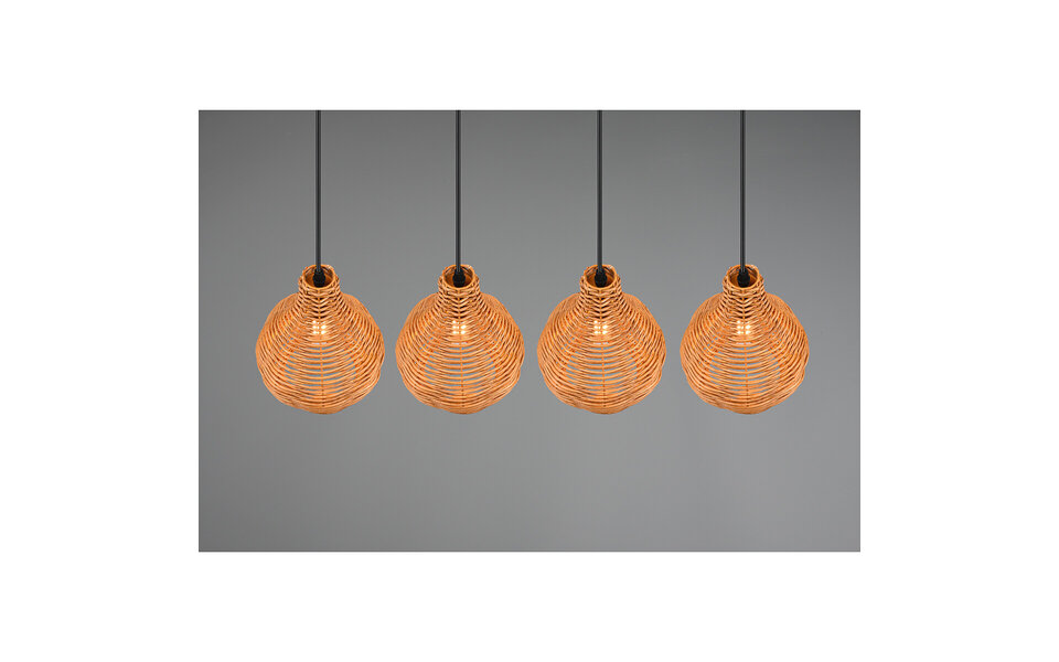 HLW LED LED Hanglamp Hout - Trion Sparko 4-lichts Bruine Hangverlichting met E14 Fitting