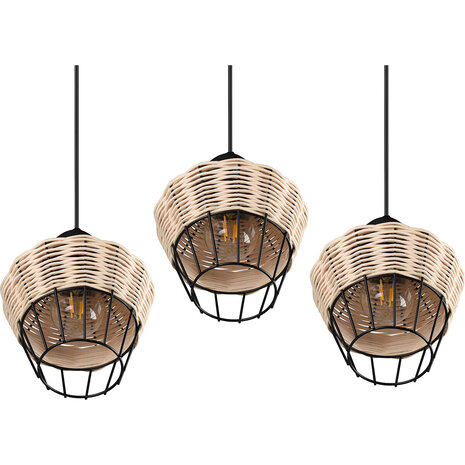 HLW LED LED Hanglamp Trion Bera - 3-lichts armatuur, Bruin Aluminium, E27 fitting HLW LED LED Hanglamp Trion Bera - 3-lichts armatuur, Bruin Aluminium, E27 fitting
