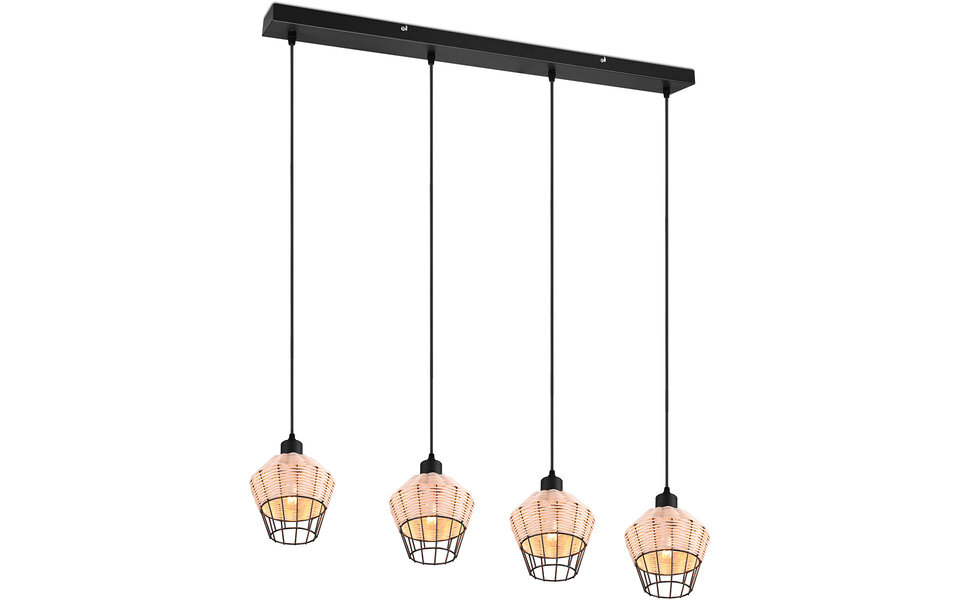 HLW LED LED Hanglamp Trion Bera - 4-lichts Rechthoek Bruin Aluminium met E27 Fitting