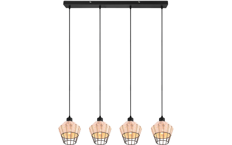 HLW LED LED Hanglamp Trion Bera - 4-lichts Rechthoek Bruin Aluminium met E27 Fitting