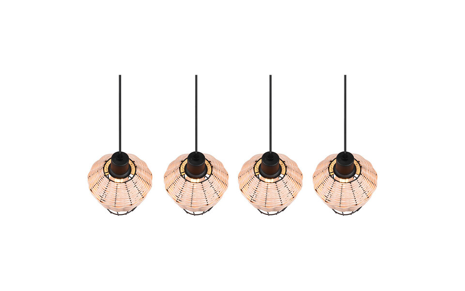 HLW LED LED Hanglamp Trion Bera - 4-lichts Rechthoek Bruin Aluminium met E27 Fitting