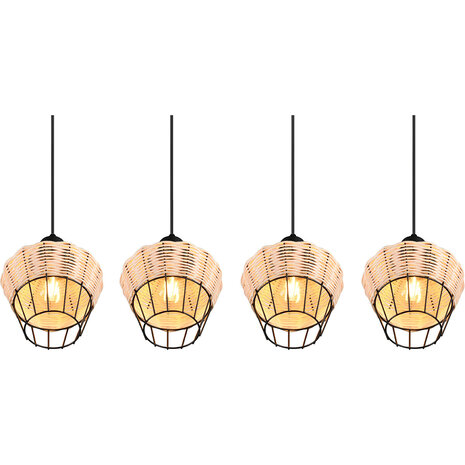 HLW LED LED Hanglamp Trion Bera - 4-lichts Rechthoek Bruin Aluminium met E27 Fitting HLW LED LED Hanglamp Trion Bera - 4-lichts Rechthoek Bruin Aluminium met E27 Fitting