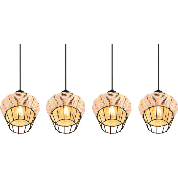 HLW LED LED Hanglamp Trion Bera - 4-lichts Rechthoek Bruin Aluminium met E27 Fitting HLW LED LED Hanglamp Trion Bera - 4-lichts Rechthoek Bruin Aluminium met E27 Fitting