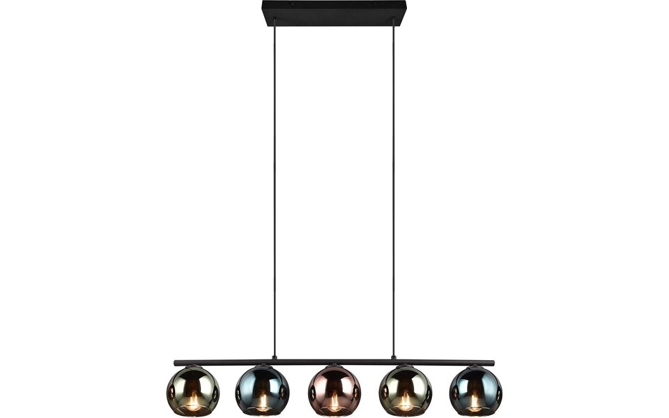 HLW LED Zwarte LED Hanglamp met Glas - Trion Seldy 5-lichts LED Hanglamp met E14 Fitting