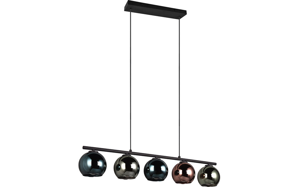 HLW LED Zwarte LED Hanglamp met Glas - Trion Seldy 5-lichts LED Hanglamp met E14 Fitting