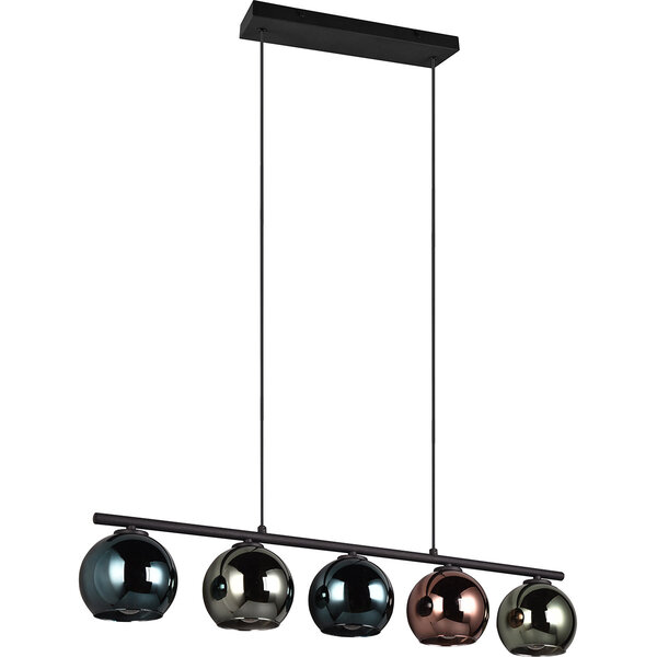 HLW LED Zwarte LED Hanglamp met Glas - Trion Seldy 5-lichts LED Hanglamp met E14 Fitting