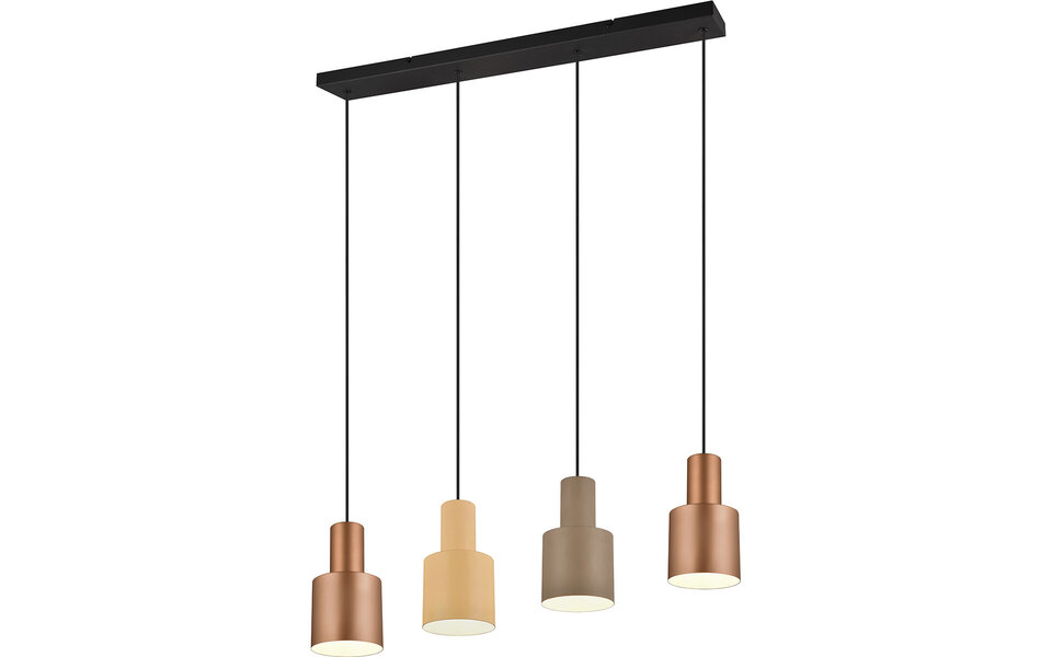 HLW LED Zwarte LED Hanglamp Trion Agido - 4-lichts met multicolor lampenkap en E27 fitting HLW LED Zwarte LED Hanglamp Trion Agido - 4-lichts met multicolor lampenkap en E27 fitting