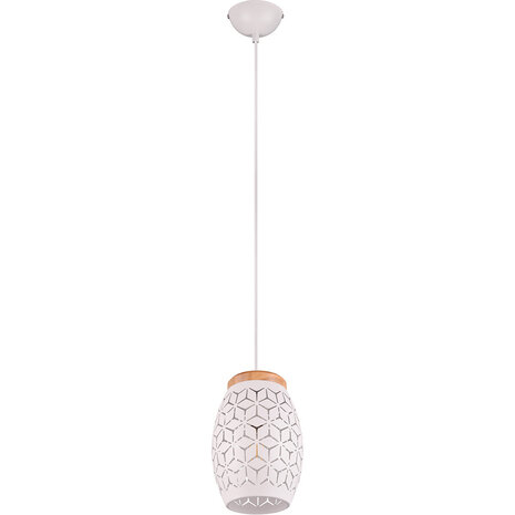 Witte Metalen LED Hanglamp Trion Dabi - E27 Fitting, Mat Wit, Rond Witte Metalen LED Hanglamp Trion Dabi - E27 Fitting, Mat Wit, Rond