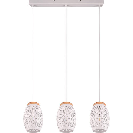 Moderne Metalen LED Hanglamp Trion Dabi - Mat Wit, 3-lichts E27, Verstelbaar Moderne Metalen LED Hanglamp Trion Dabi - Mat Wit, 3-lichts E27, Verstelbaar