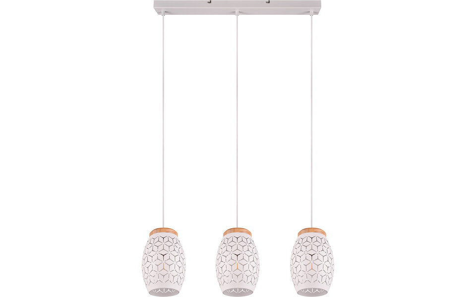 HLW LED Moderne Metalen LED Hanglamp Trion Dabi - Mat Wit, 3-lichts E27, Verstelbaar