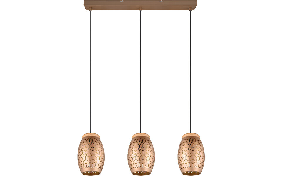 HLW LED LED Hanglamp Trion Dabi - Metalen LED lamp 3-lichts met E27 fitting, Coffee kleur