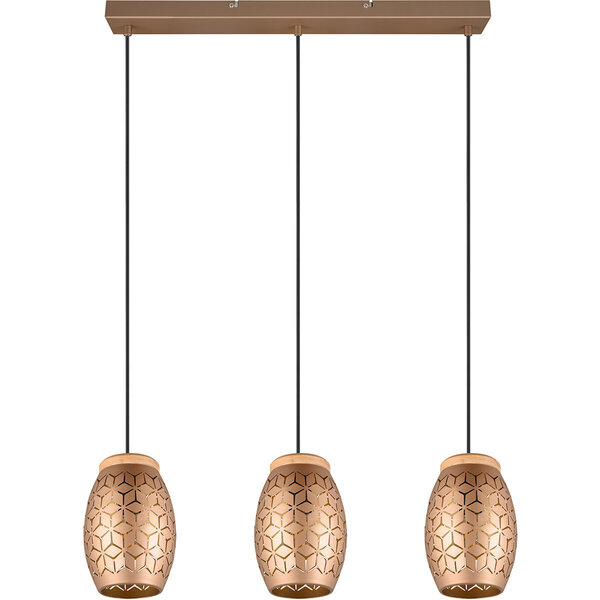 HLW LED LED Hanglamp Trion Dabi - Metalen LED lamp 3-lichts met E27 fitting, Coffee kleur HLW LED LED Hanglamp Trion Dabi - Metalen LED lamp 3-lichts met E27 fitting, Coffee kleur