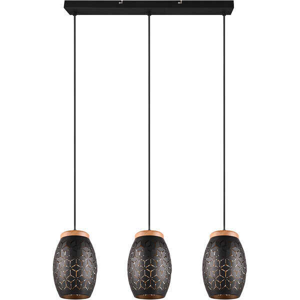 HLW LED Metalen LED Hanglamp Trion Dabi - 3-lichts Zwarte & Gouden LED Lamp HLW LED Metalen LED Hanglamp Trion Dabi - 3-lichts Zwarte & Gouden LED Lamp