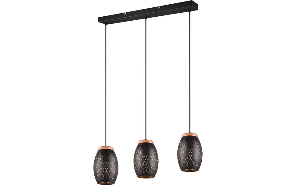 HLW LED Metalen LED Hanglamp Trion Dabi - 3-lichts Zwarte & Gouden LED Lamp HLW LED Metalen LED Hanglamp Trion Dabi - 3-lichts Zwarte & Gouden LED Lamp