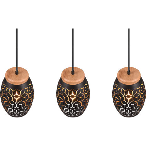 HLW LED Metalen LED Hanglamp Trion Dabi - 3-lichts Zwarte & Gouden LED Lamp HLW LED Metalen LED Hanglamp Trion Dabi - 3-lichts Zwarte & Gouden LED Lamp