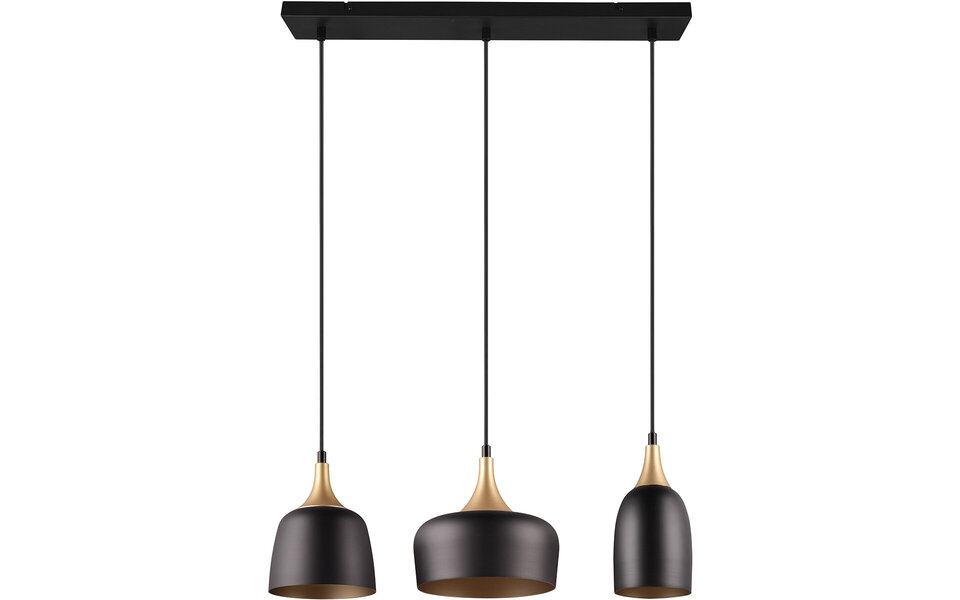 HLW LED Metalen LED Hanglamp Trion Zira - Zwarte 3-lichts LED Lamp met E14 Fitting