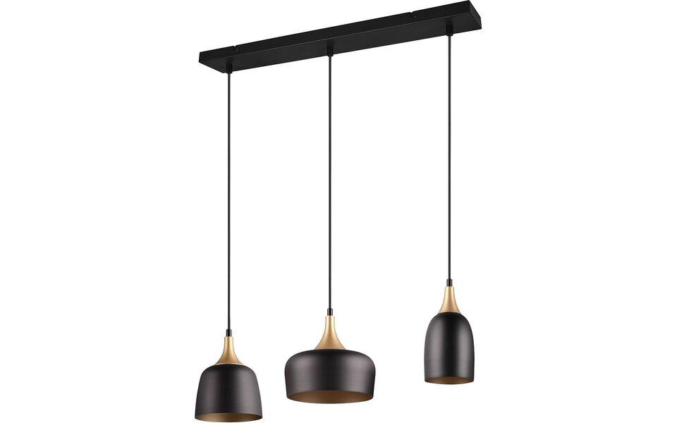 HLW LED Metalen LED Hanglamp Trion Zira - Zwarte 3-lichts LED Lamp met E14 Fitting