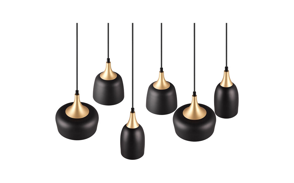 HLW LED Metalen LED Hanglamp Trion Zira - Zwarte 6-lichts LED lamp met E14 Fitting