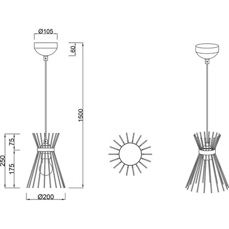 HLW LED Metalen LED Hanglamp Trion Drado - Zwarte & Gouden LED Hanglamp E27 HLW LED Metalen LED Hanglamp Trion Drado - Zwarte & Gouden LED Hanglamp E27