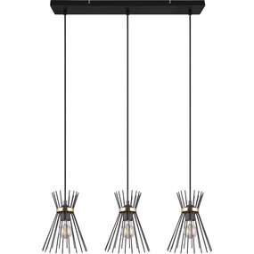 Metalen LED Hanglamp Trion Drado - Zwart Goud - 3-lichts E27 Metalen LED Hanglamp Trion Drado - Zwart Goud - 3-lichts E27