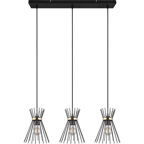 HLW LED Zwarte & Gouden LED Hanglamp Trion Drado - Metalen 3-lichts LED lamp met E27 fitting HLW LED Zwarte & Gouden LED Hanglamp Trion Drado - Metalen 3-lichts LED lamp met E27 fitting