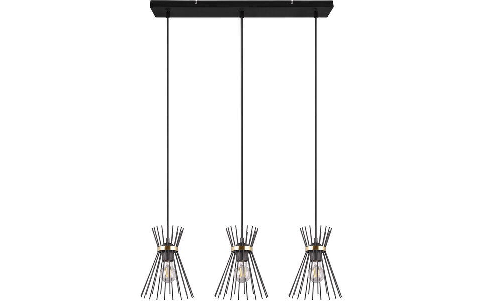 HLW LED Zwarte & Gouden LED Hanglamp Trion Drado - Metalen 3-lichts LED lamp met E27 fitting