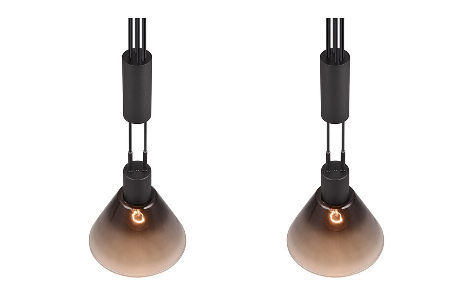 HLW LED Moderne Zwarte LED Hanglamp met Glas - Trion Stey 2-lichts, E27 fitting