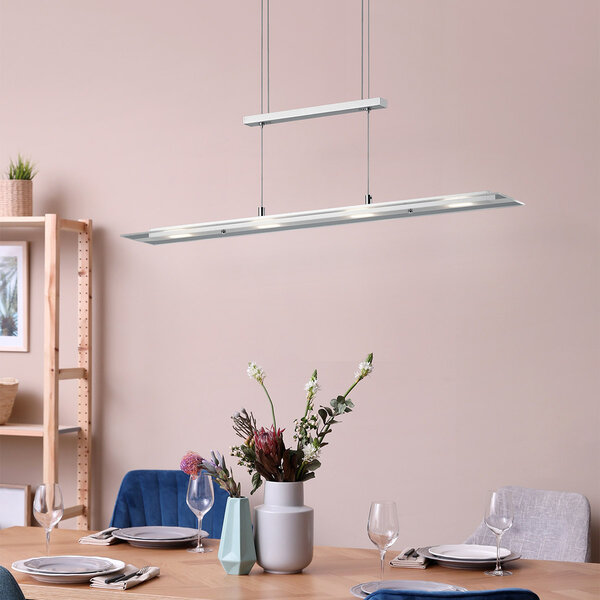 HLW LED Metalen LED Hanglamp Trion Silom - Witte 4-lichts LED Hanglamp, Warm Wit 3000K HLW LED Metalen LED Hanglamp Trion Silom - Witte 4-lichts LED Hanglamp, Warm Wit 3000K