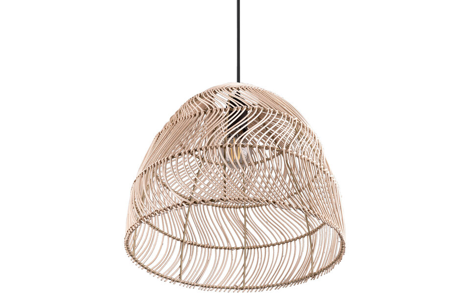 HLW LED LED Hanglamp Trion Kei - 1-lichts Rond Bruin Rotan - E27 Fitting