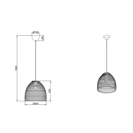 HLW LED LED Hanglamp Trion Kei - 1-lichts Rond Bruin Rotan - E27 Fitting HLW LED LED Hanglamp Trion Kei - 1-lichts Rond Bruin Rotan - E27 Fitting