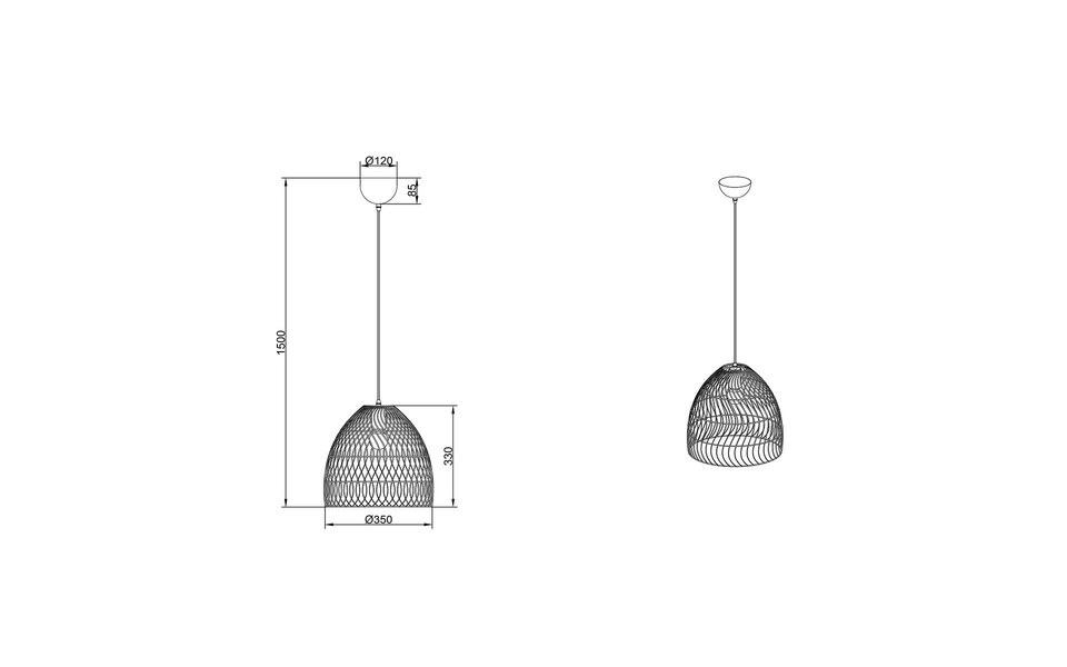 HLW LED LED Hanglamp Trion Kei - 1-lichts Rond Bruin Rotan - E27 Fitting